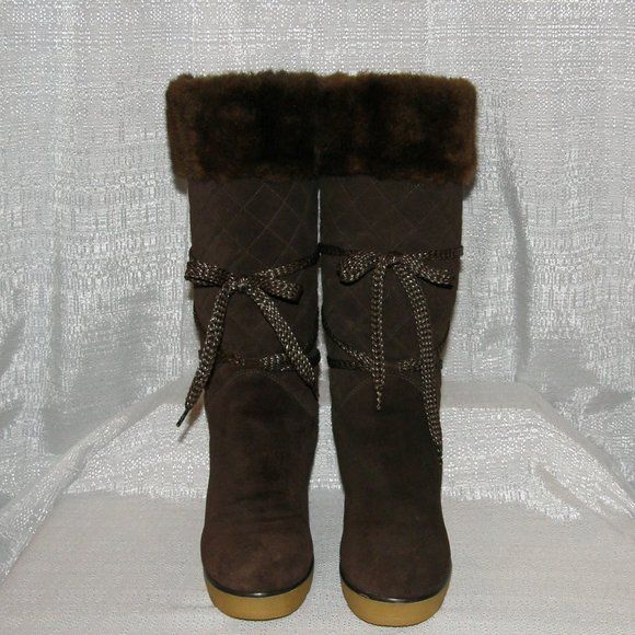 COPY - Gorgeous Authentic MARC JACOBS Brown Quilted Suede Fur Boots sz 6.5 (37) - Picture 2 of 7